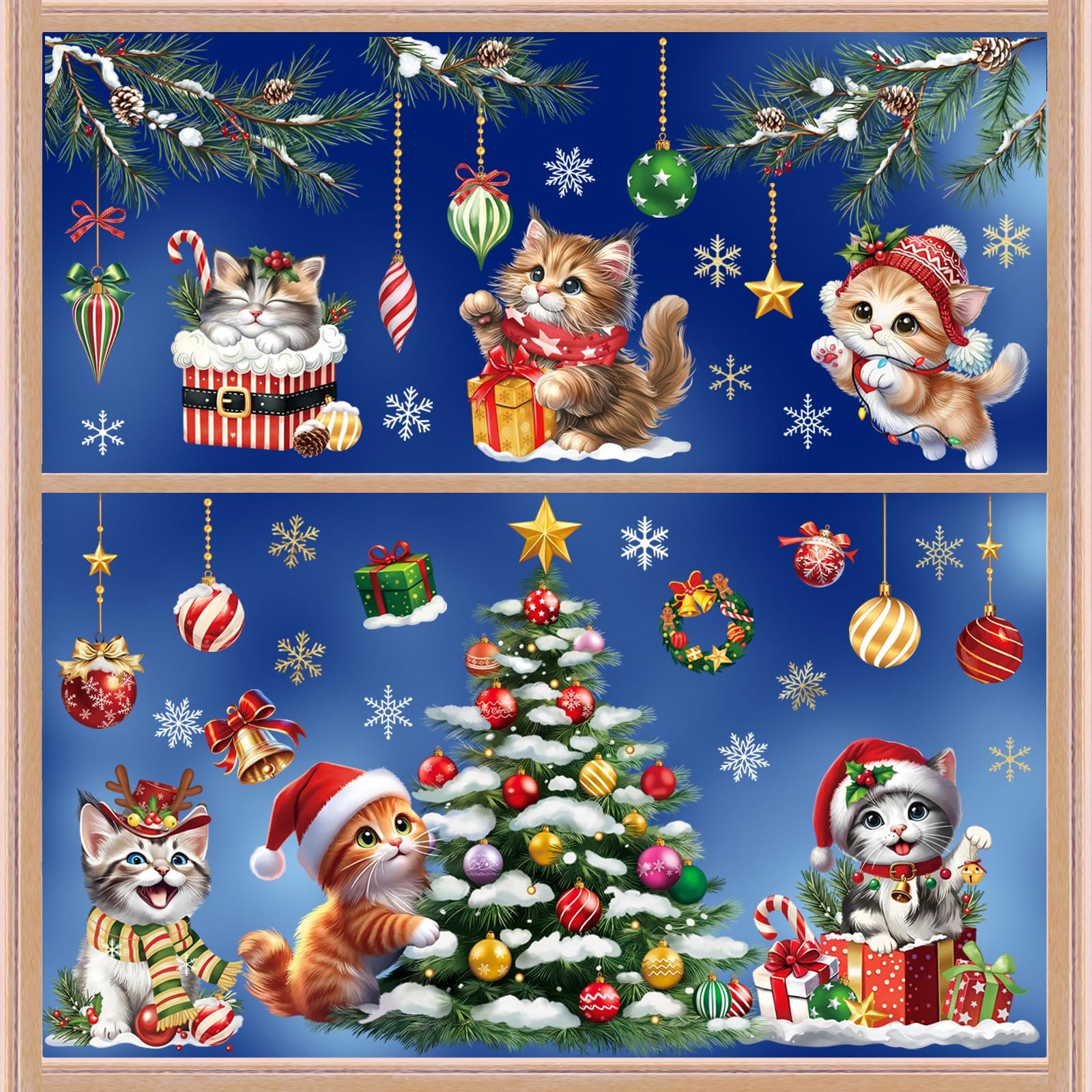 Autocollants Fenêtre Noël - Décoration Adhésive Avec Flocons De Neige Pere Noel Et Renne Stickers Decoratifs Sans Trace Pour Vitre Vitrine Porte 98582114