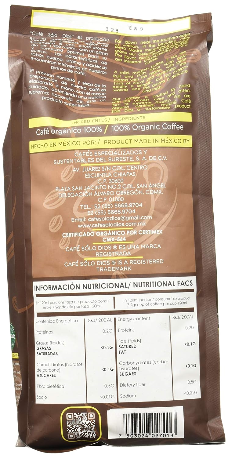 Café Solo Dios Organic Medium Roast Whole Bean Coffee - 2.2 LB