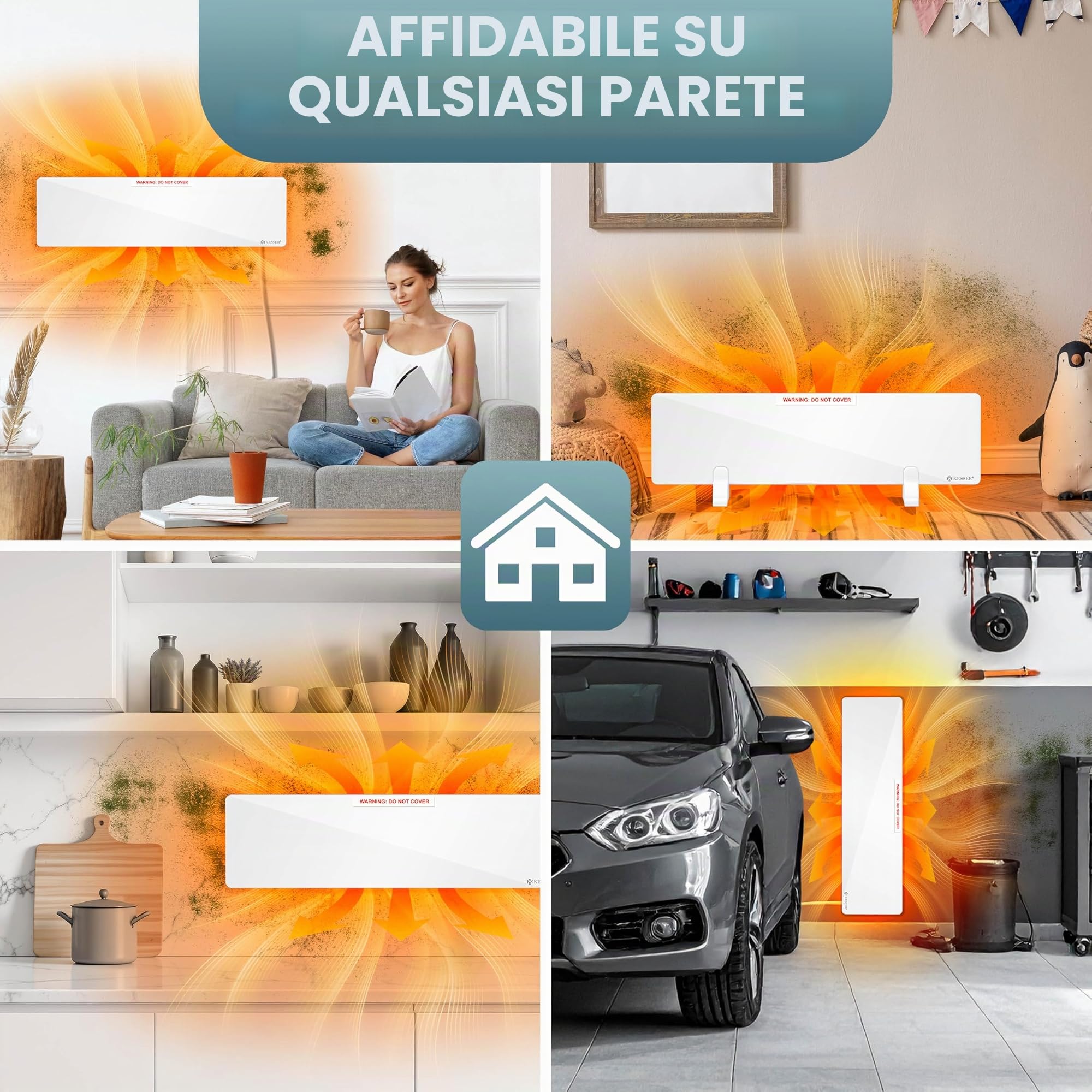 Kesser Muffa - Riscaldamento a infrarossi - Antimuffa Riscaldamento a parete da 50 W Riscaldamento a parete e vasca da bagno Senza muffa Alternativa a spray e vernici antimuffa - Risparmio energetico