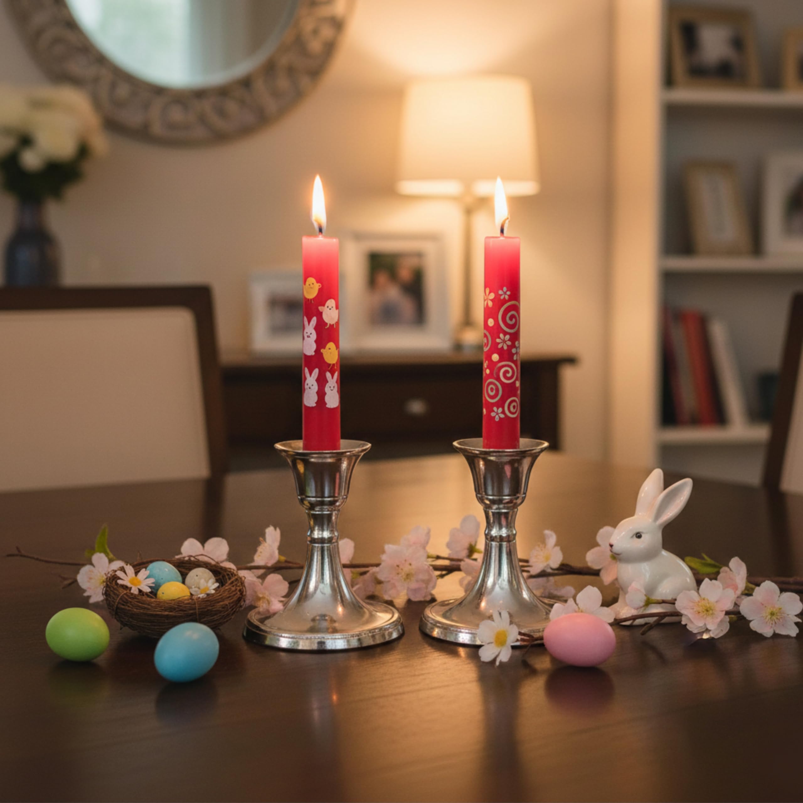 Rely+ Silver Candle Holder Set of 2 - Decorative Taper Candles for Candlesticks - Candle Stick Candle Holder -Candlestick Holders for Taper Candles - Modern Candle Holders for Dinner, Party