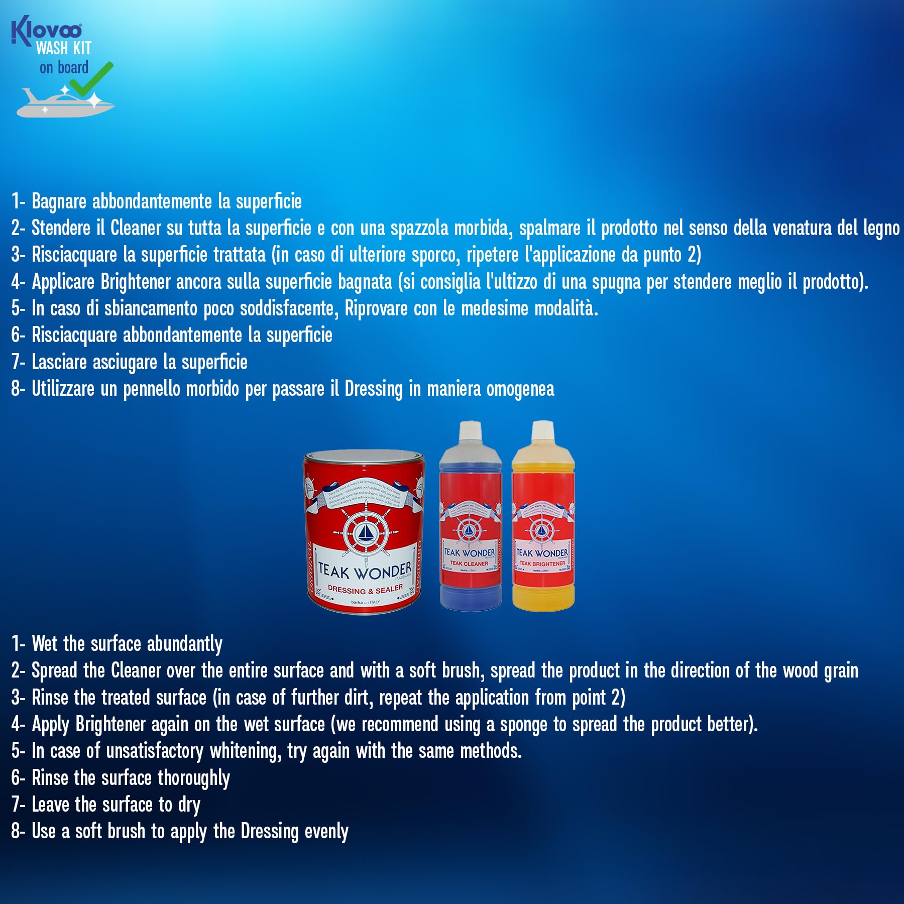 Kit Limpieza & Dressing Teca - Quita, Renova, Limpia - Teca Madera Barco Vela Náutica
