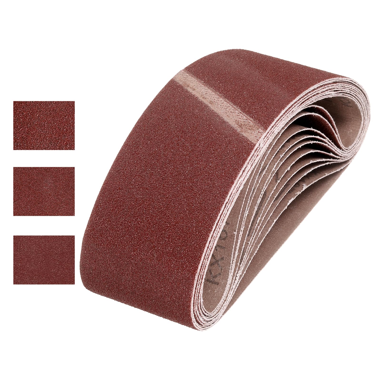 sourcing map 100mm x 610mm Sanding Belts, 15 Pcs 80/120/240 Grits Aluminum Oxide Belt Sander Abrasive File Belt for Woodworking, Metal Polishing, Knife Sharpener