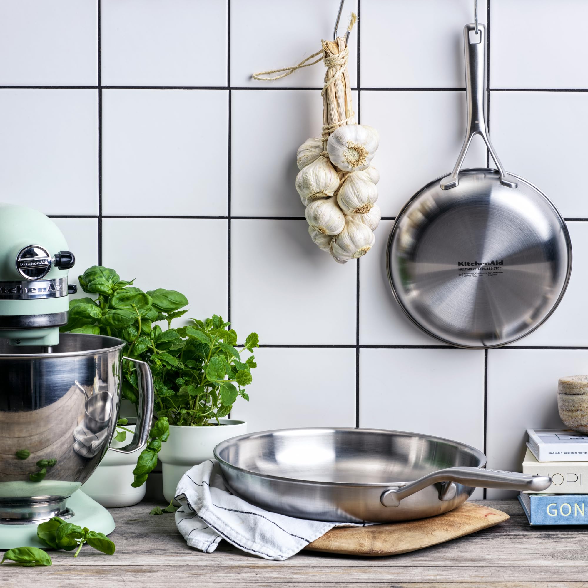 KitchenAid Multi-Ply Stainless Steel 3ply 28cm Wok with Lid