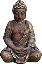 gartendekoparadies.de Solid Large Stone Buddha Statue Made of Cast Stone Frost-Proof (Gold)