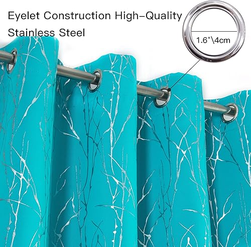 Miniatura 3 de Cortinas opacas de 95 pulgadas, 2 paneles, patrón de línea ondulada de árbol, cortinas de ventana para oscurecer la habitación con ojales, cortina