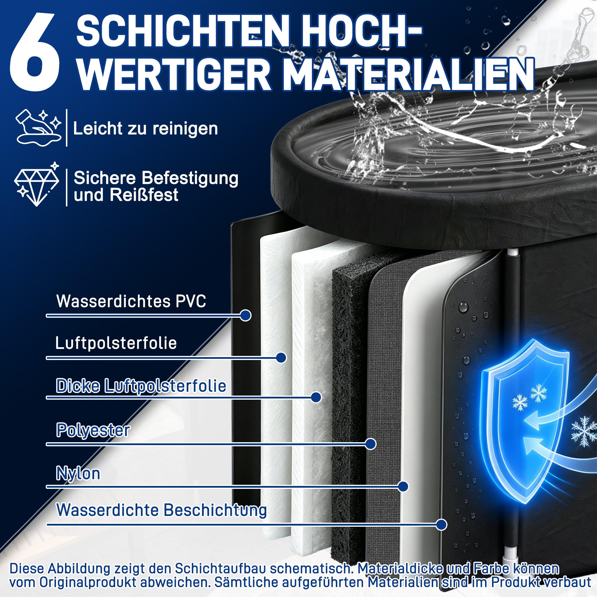Ovale Eisbad Tonne 512L Faltbare Badewanne, PVC Eisbadewanne