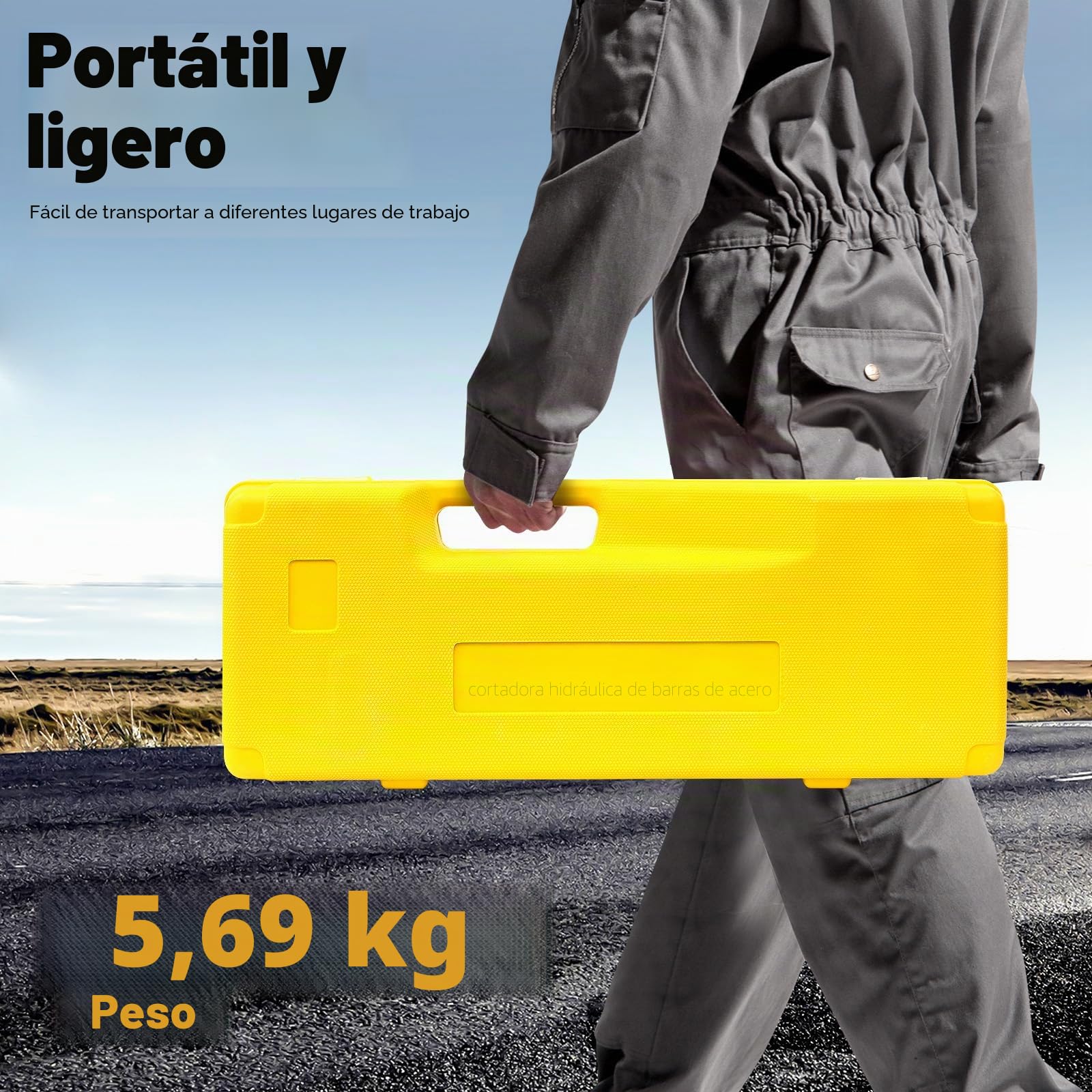 Cortacero Hidráulico Manual, 22 mm, Cizalla para Varillas de Acero, con Maletín, para Construcción y Metalurgia