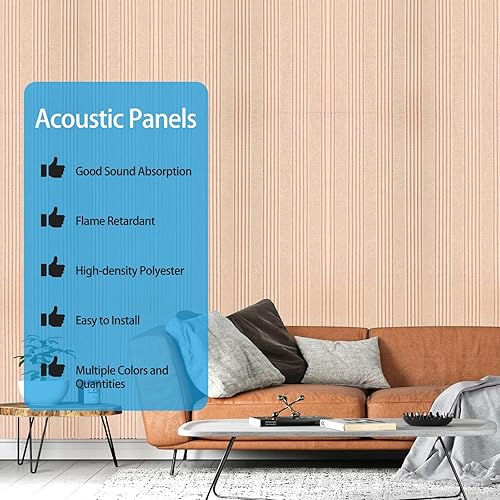 Miniatura 4 de Paquete de 10 paneles acústicos grandes absorbentes de sonido, paneles de pared acústicos de 47.2 x 23.6 x 0.4 pulgadas, paneles de pared