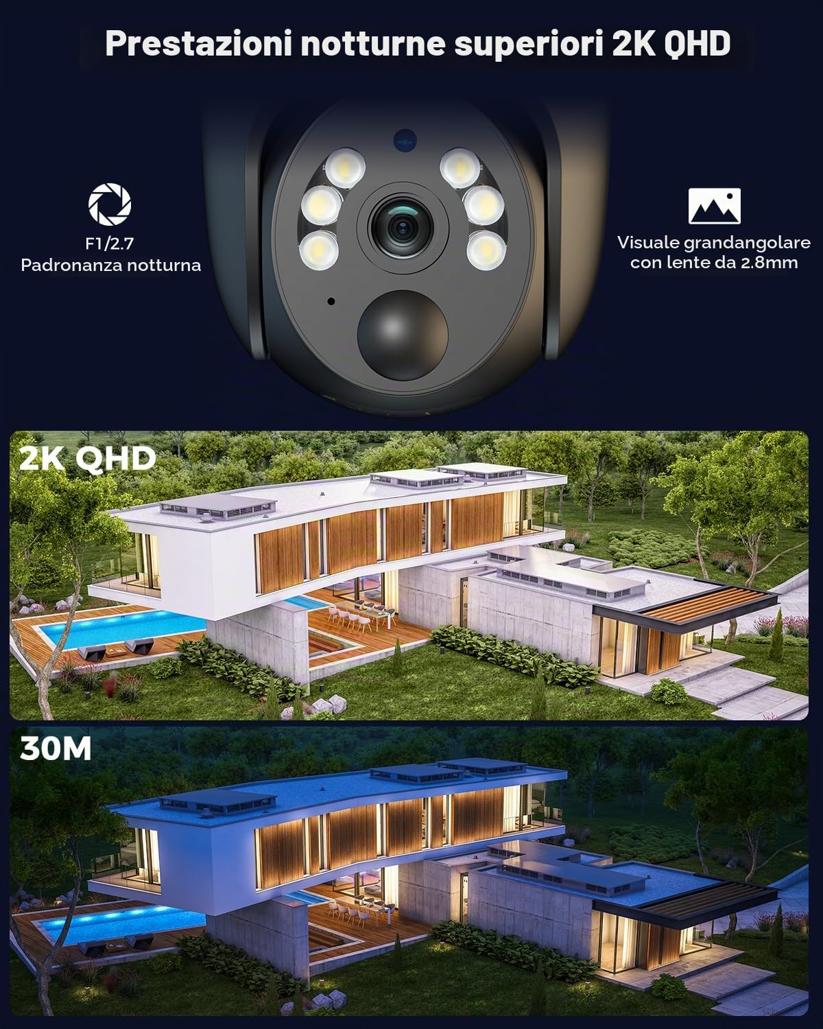 Ctronics 2K 4G LTE Telecamera da Esterno con SIM, PTZ IP Telecamere con | Pannello Solare Senza Fili, 10400mAh Batterie, PC/FTP/Cloud, Visione Notturna a Colori & Rilevamento del Movimento (Nero)