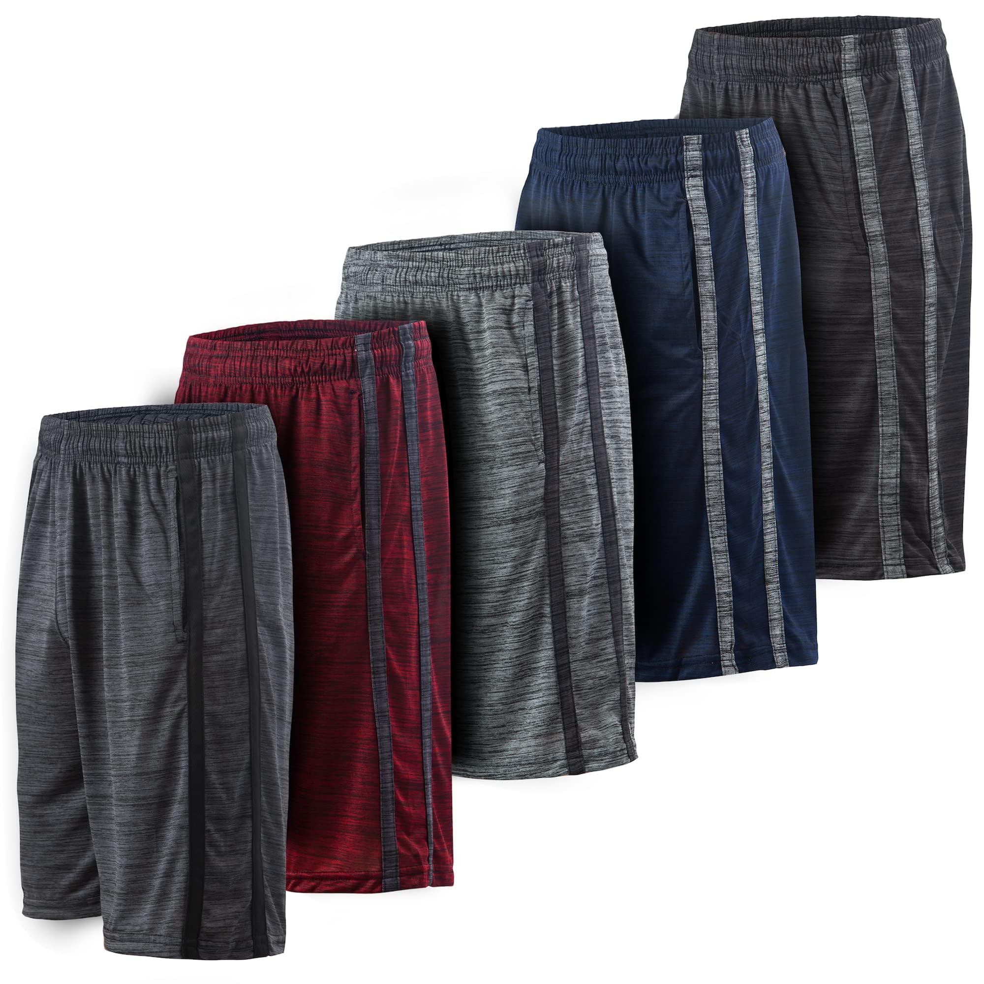 Mens Athletic Gym Basketball Shorts 3/5 Pack, Quick Dry