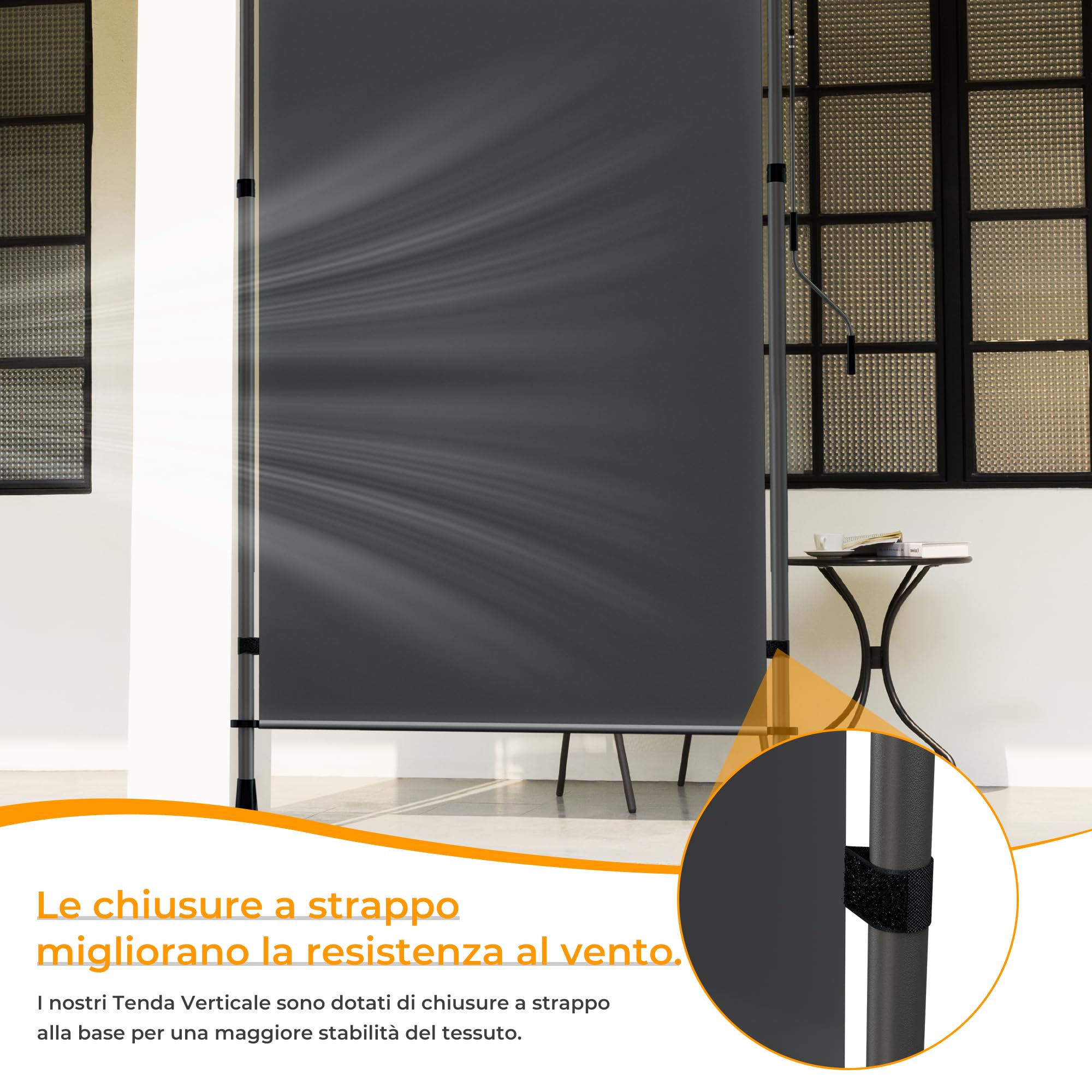HOMEDEMO Tenda da Sole Verticale Regolabile 200x(220-310) cm Antracite Impermeabile Anti-UV
