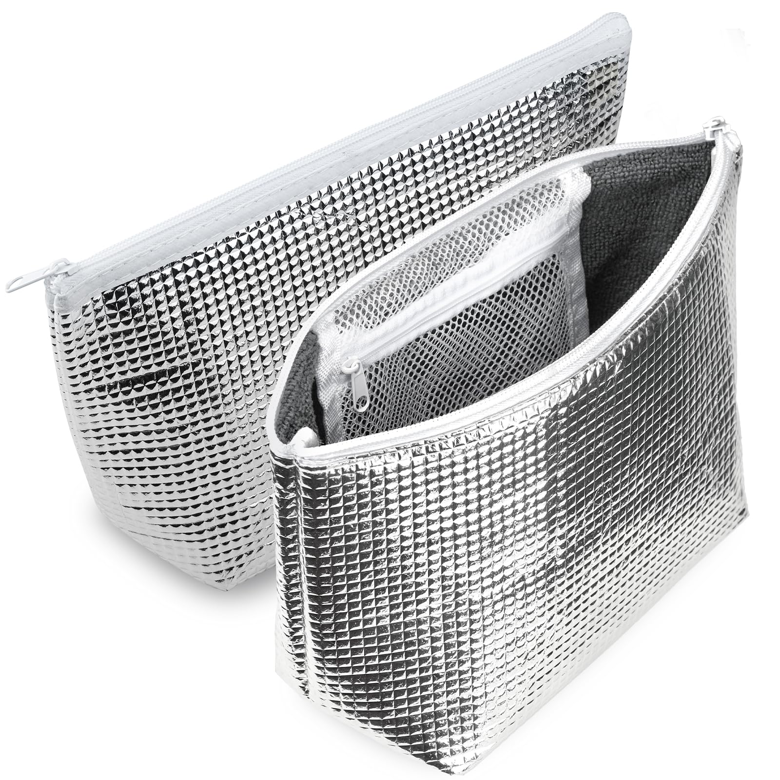 保冷バッグ 小さめ 保冷ポーチ 2個 ミニ 【結露対策】超細繊維タオル素材 両面アルミ素材 保温保冷 お弁当袋 ランチバッグ おにぎりケース クーラーバッグ 高効率保温 長時間保冷 大容量 折り畳み可能 保冷剤ポケット付き アウトドア 通勤 通学 熱中症対策 いつでも新鮮！安心の美味しさキープ