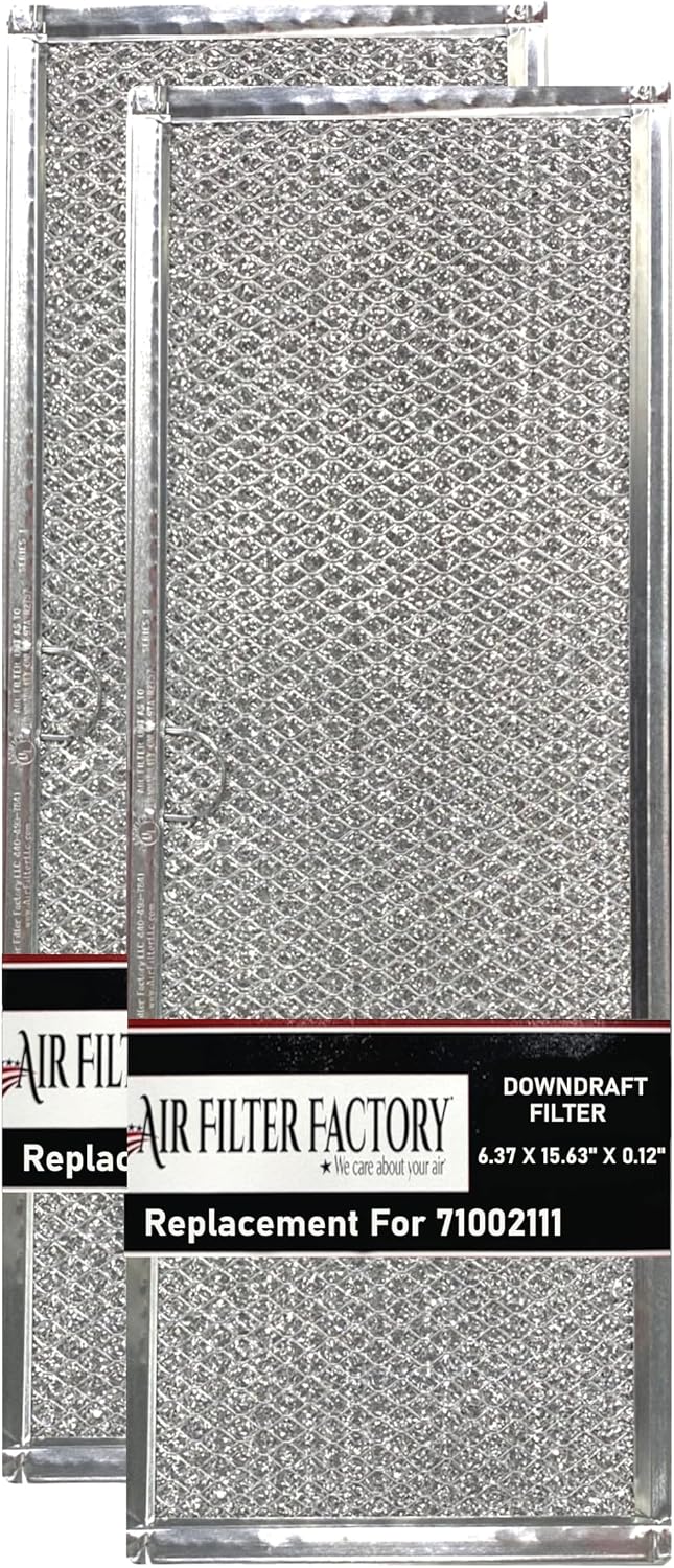 Air Filter Factory Replacement For Jenn-Air 71002111 USA Made 12-Layer Aluminum Mesh Grease Downdraft Filter 6.37 X 15.63 X 0.12 Inches 2-Pack