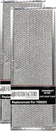 Air Filter Factory Replacement For Jenn-Air 71002111 USA Made 12-Layer Aluminum Mesh Grease Downdraft Filter 6.37 X 15.63 X 0.12 Inches 2-Pack