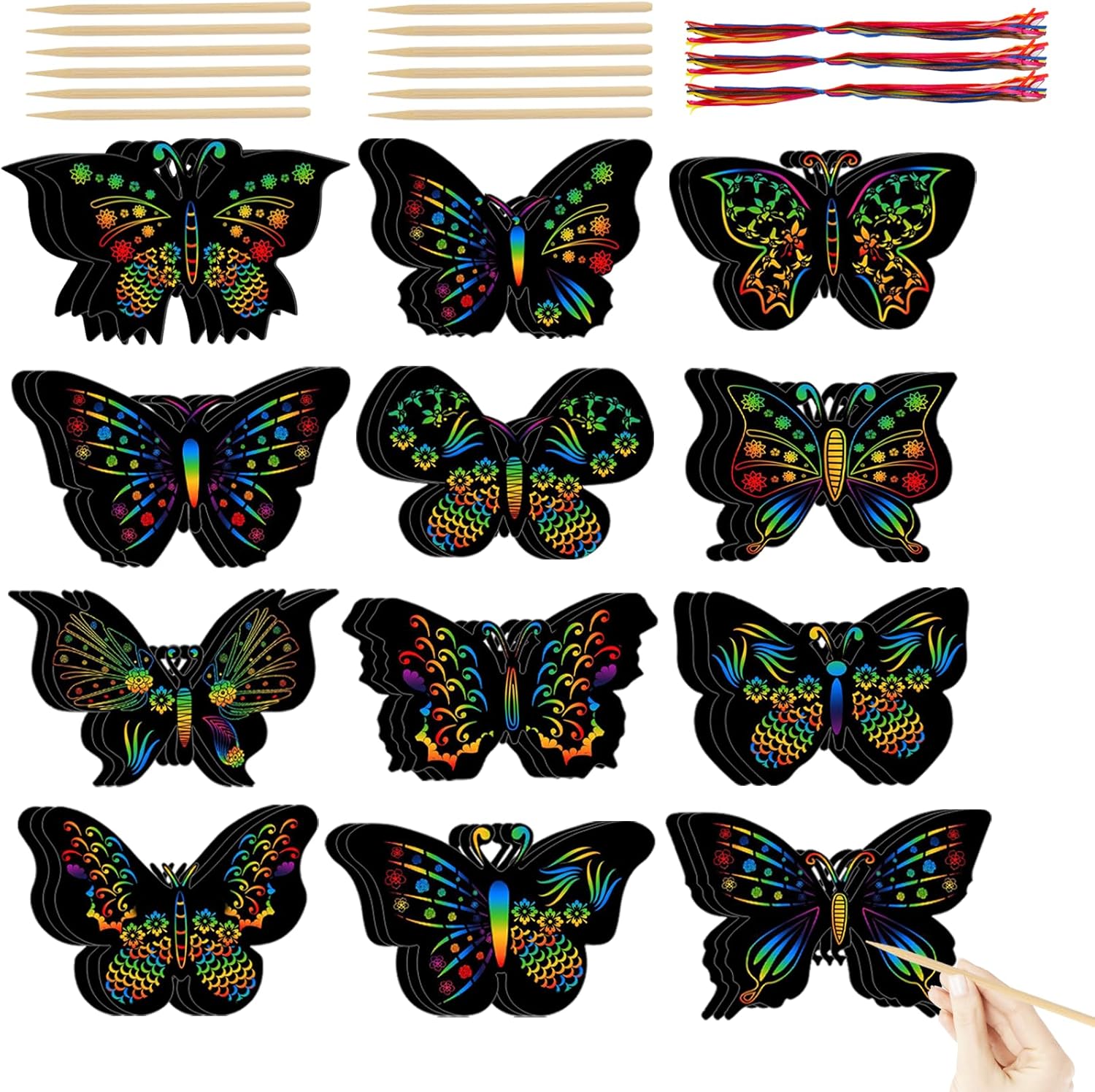 36 PCS Butterfly Scratch Cards Scratch Art Butterfly Party Favors Party