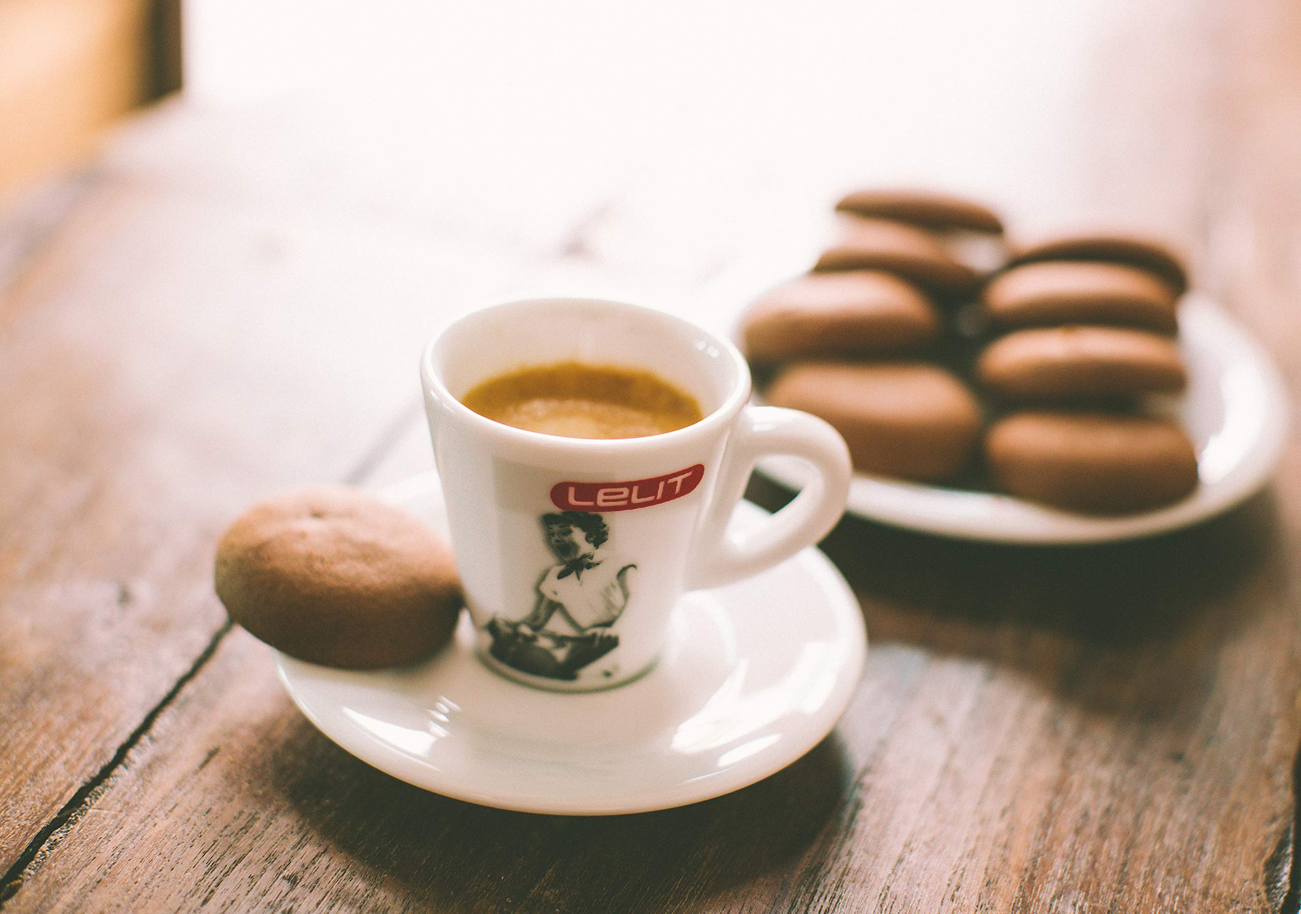 Lelit Espresso Tassen mit Untertassen - Kaffeetassen aus Porzellan - 6 Stück - Weiß