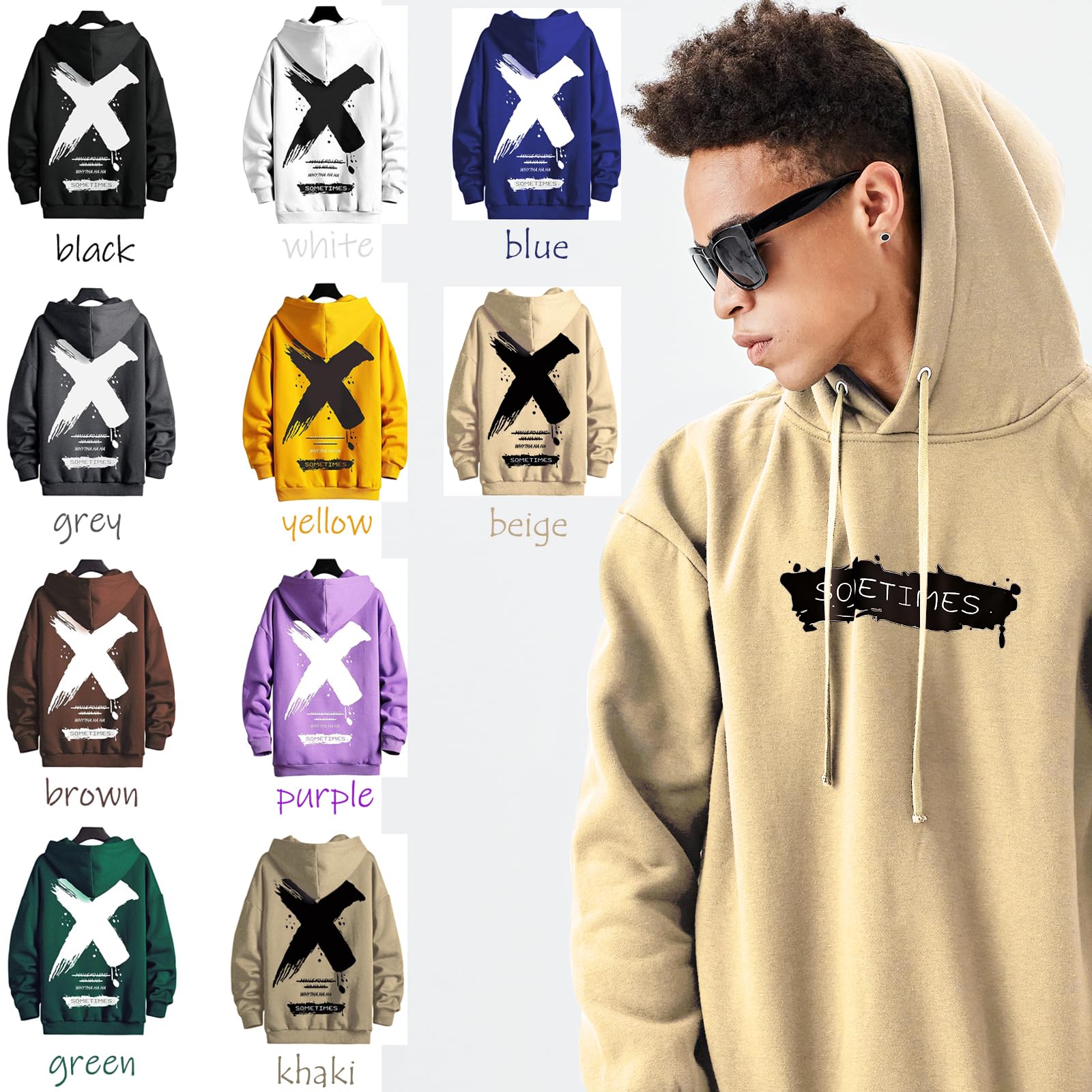 Moshtashio Felpa Uomo con Cappuccio Unisex Hip Hop a Maniche Lunghe Sweatshirt Pullover Uomo Felpe Stampa di Lettere Hoodie Uomo Autunno Inverno