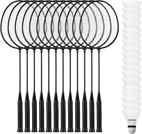 Wettarn 12 raquetas de bádminton con 18 raquetas de bádminton de nailon, raqueta de bádminton a granel, juego de lanzadera de bádminton para