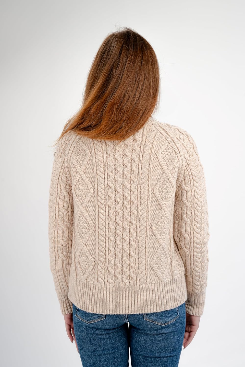 SAOL Irish Ladies Wool Cardigan Sweater Cable Knit Made in Ireland - Image 2