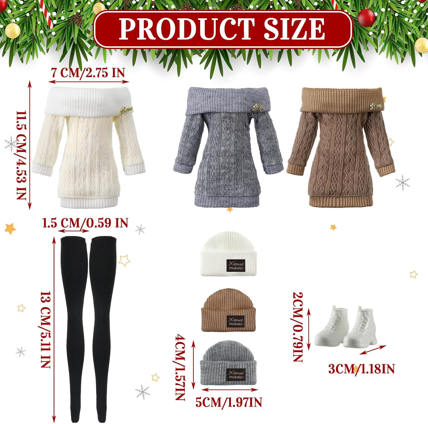 Geyoga 12 Pcs Doll Clothes and Accessories for 12 Inch Summer Dolls Sweater Pants Shoes Hat Outfits Doll is Not Included(Gray, Brown, Cream White,12 Inch)