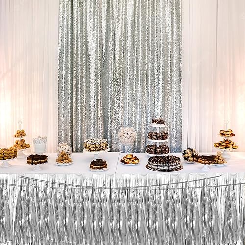 Miniatura 5 de Guirnalda metálica de flecos de papel de aluminio plateado 8P para desfiles, despedidas de soltera, bodas, cumpleaños, Halloween, Navidad,