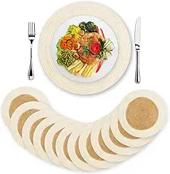 Jogo americano com cordão de juta branco natural conjunto de 12