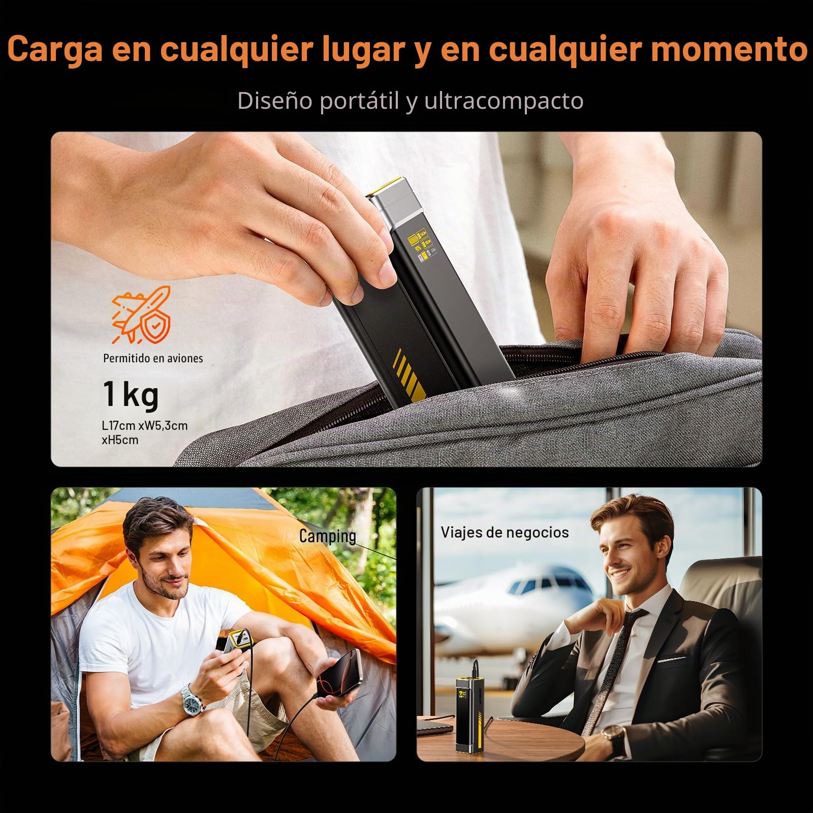 AOHI The Future Starship - Cargador rápido portátil para portátil (240 W, PD 3.1, 27600 mAh, 140 W, para MacBook Pro, iPad Pro, iPhone 17 Pro Max, Galaxy, Steam Deck, color gris