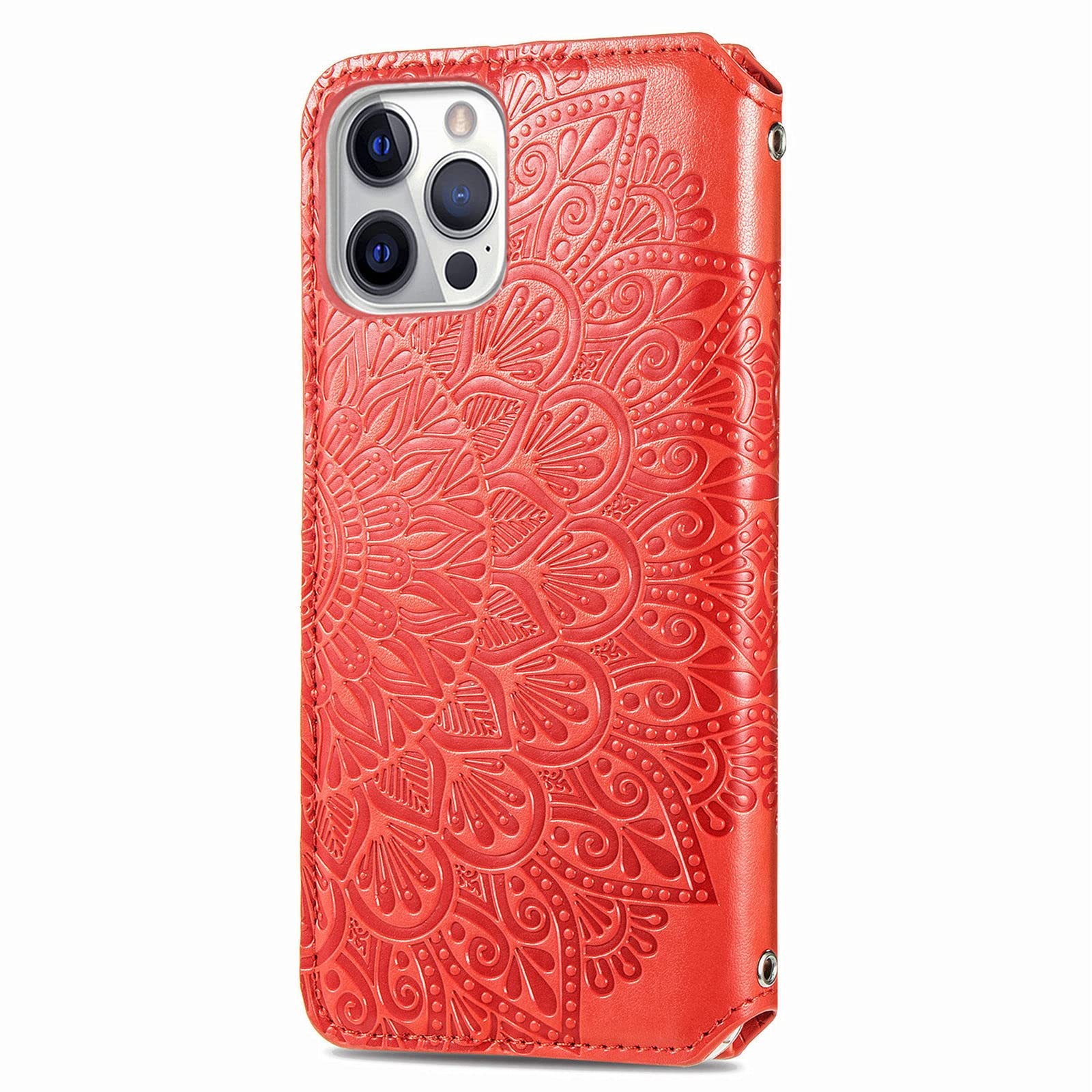 Hülle Für iPhone 13 Mini/13/13 Pro/13 Pro Max, Premium Leder Flip Klappbare Stoßfeste Mit Ständer Und Kartenfächer/Magnetverschluss,Rosa,13 Mini 5.4"