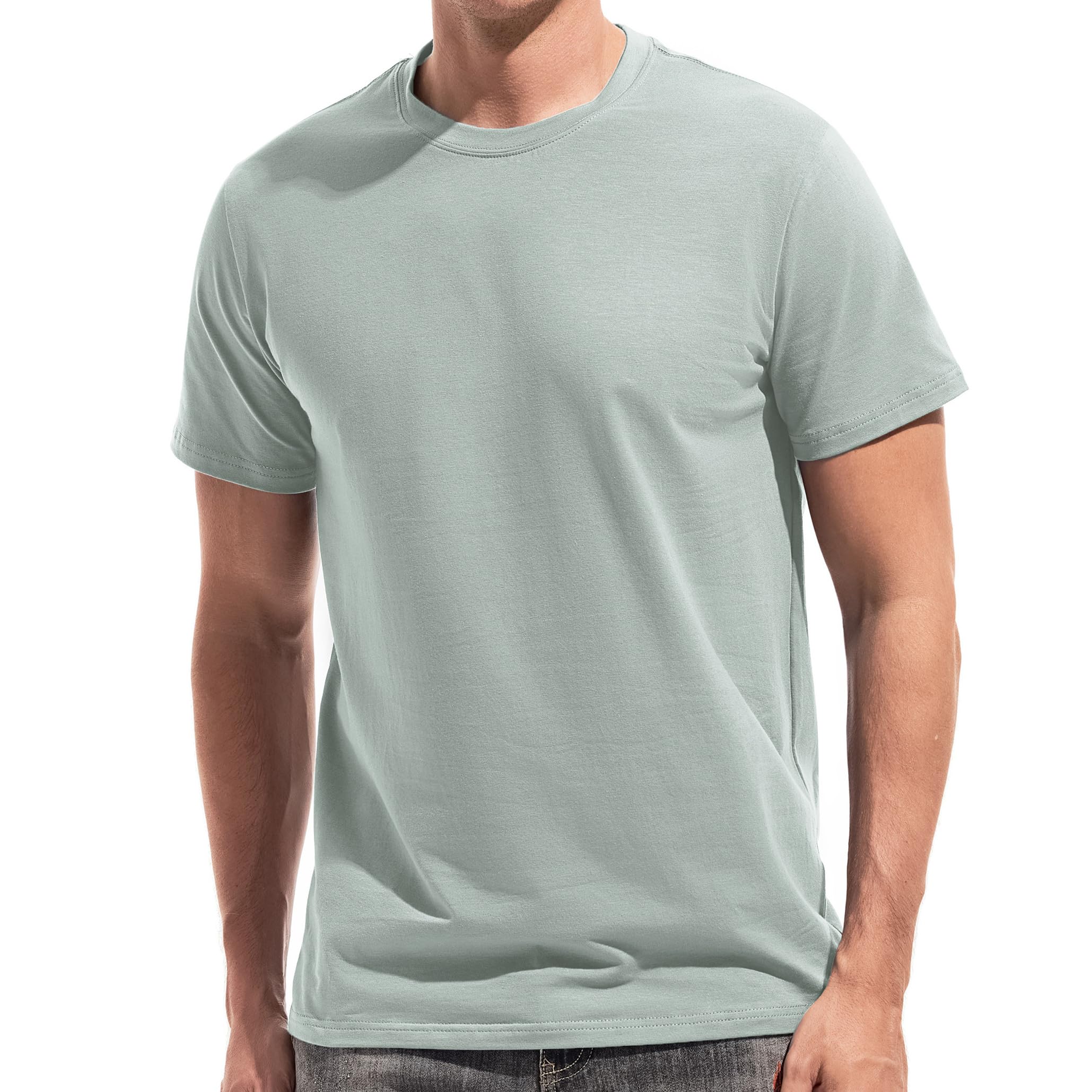 VEIISAR Herren Baumwoll T-Shirt (190g) - Mitteldickes Basic mit Rundhals, Weich & Dehnbar - Bequemer