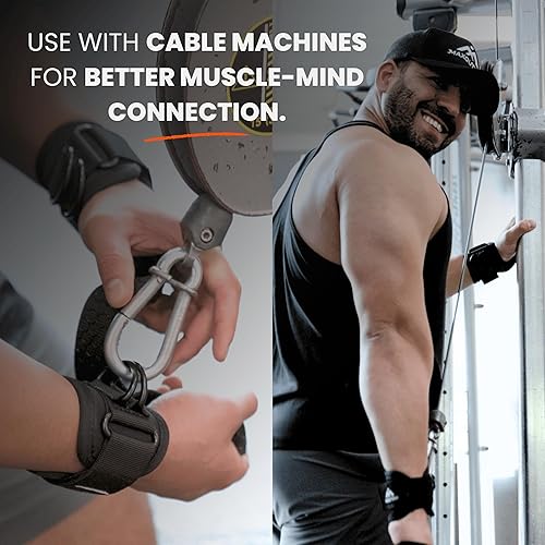 Miniatura 4 de Correas de levantamiento de pesas con anillos en D y soporte de muñeca, correas de muñeca de algodón para levantamiento de pesas, correas de