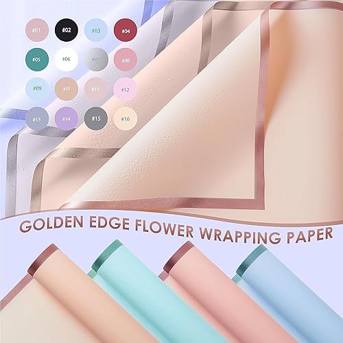 Miniatura 2 de ARIFLOR 20 hojas de papel de ramo de flores impermeables con borde dorado, 20408, papel de regalo de Navidad, embalaje de regalo, manualidades de