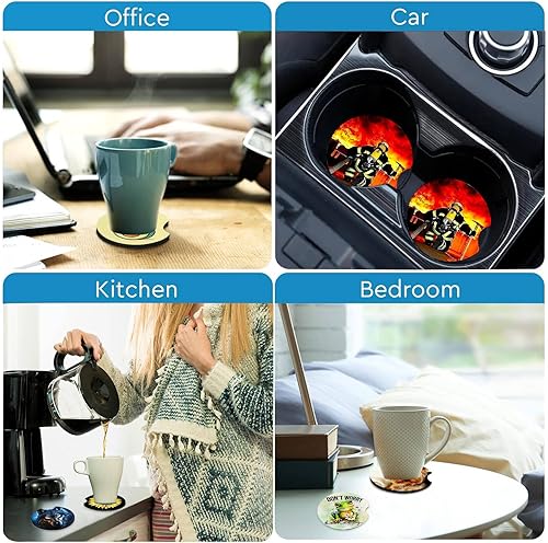 Miniatura 8 de Paquete de 2 posavasos de automóvil para portavasos de automóvil, con bandera de bala, alfombrilla de goma antideslizante de tamaño universal de