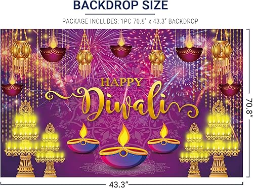 Miniatura 3 de Allenjoy Fondo de festival de Happy Diwali morado para fotografía, fotos, suministros de fiesta hindú Deepavali, decoración de pared para el hogar,