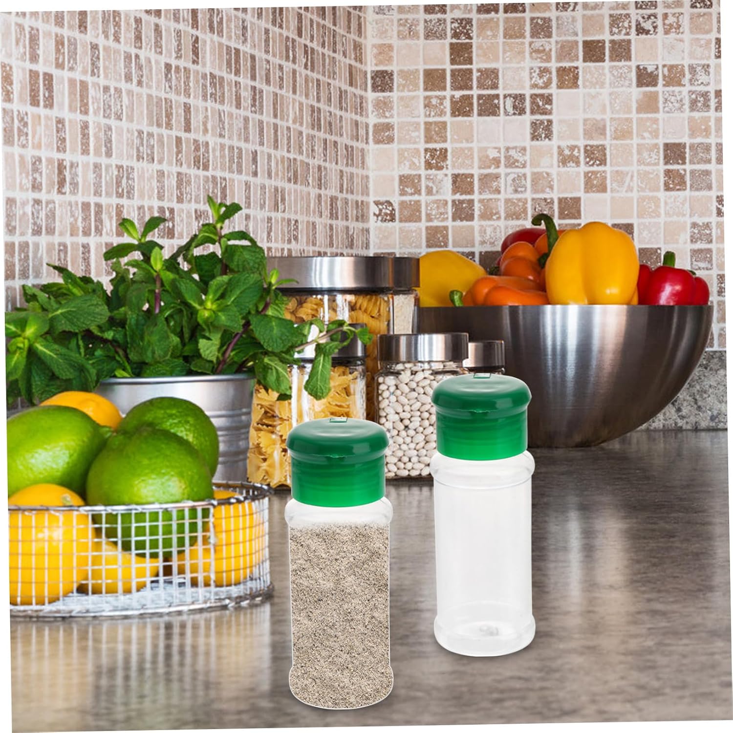 Xmas 12pcs Plastic Seasoning Bottle Salt Pepper Shakers PET for Bbq