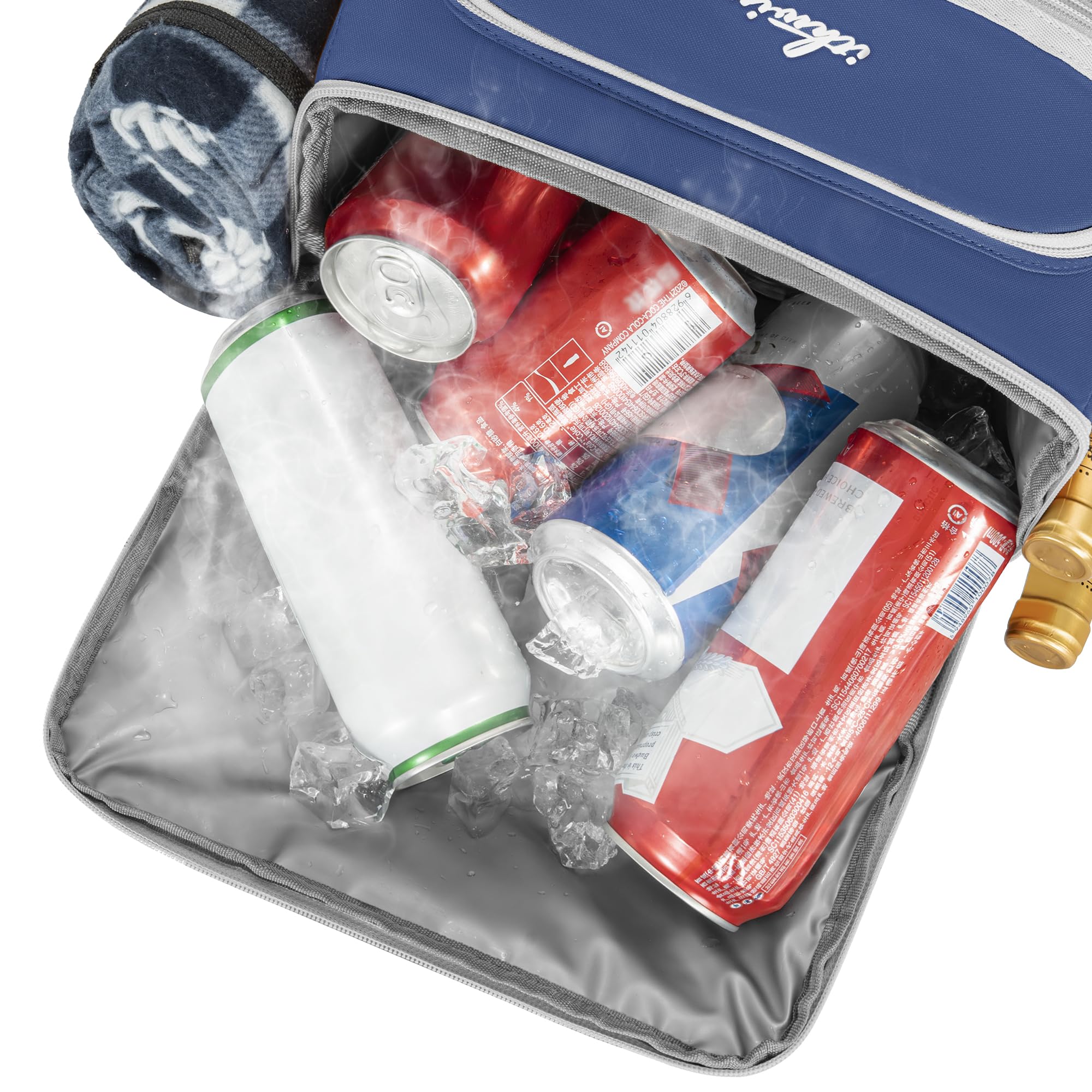 Zaino isotermico a doppio scomparto – grande capacità 30 l per refrigeratore morbido, borsa da picnic con frigorifero portatile, ideale per picnic e campeggio (blu)