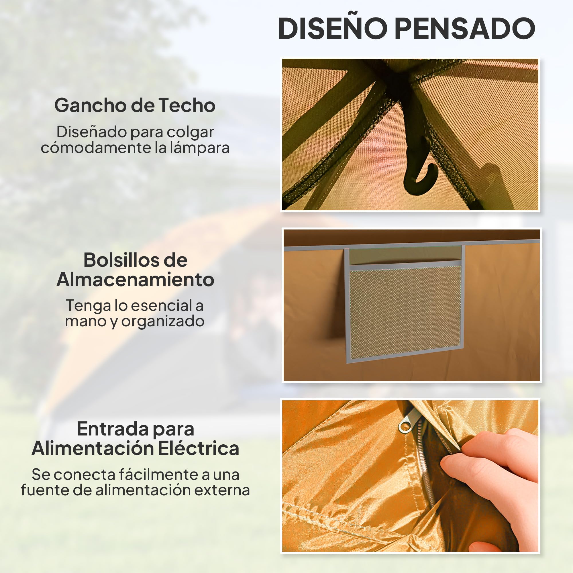 Outsunny Tienda de Campaña para 2-4 Personas Tienda de Camping Plegable con Ventana de Malla Puerta Gancho Bolsillos y Bolsa Resistente al Agua Fácil de Instalar para Senderismo Naranja y Gris