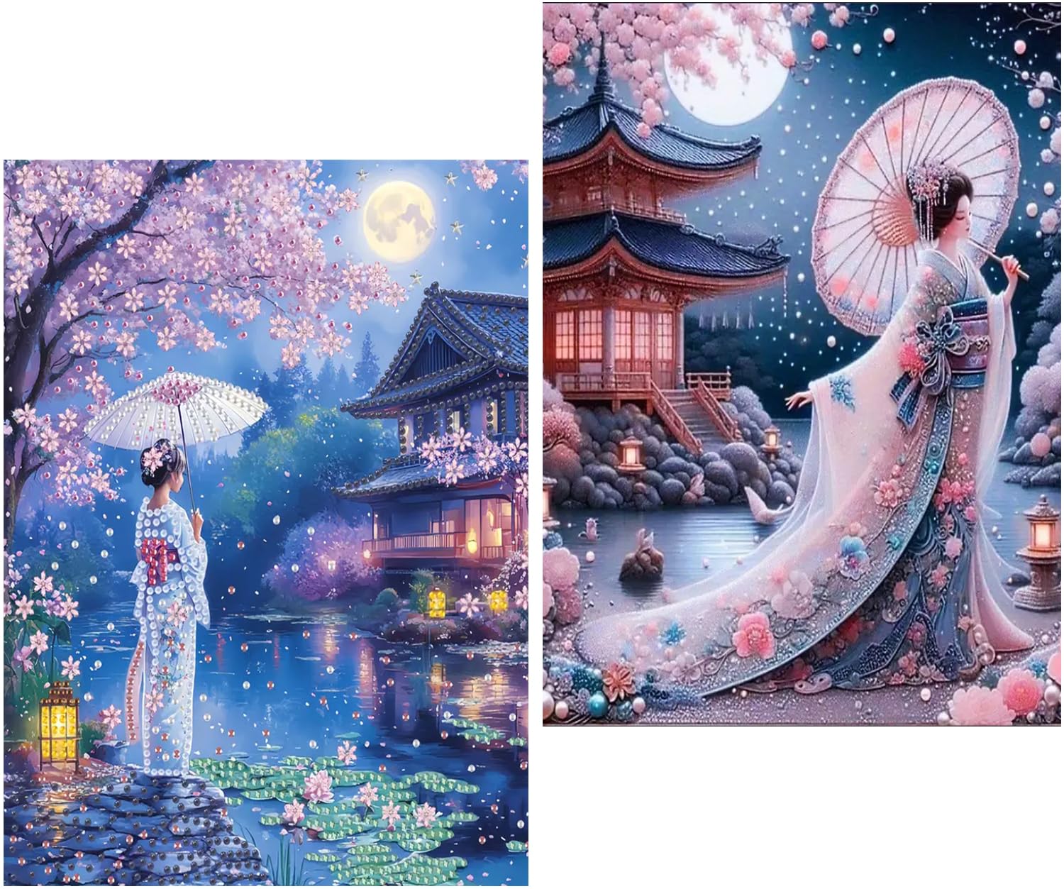 Amyaker ダイヤモンドアート キット 四角いビーズ 全面 2個セット ダイアモンドビーズ絵画キット DIY 手作り絵画 モザイクアート 5D モザイクアート ダイヤモンド塗装 全面貼り付けタイプ 30x40cm 芸者