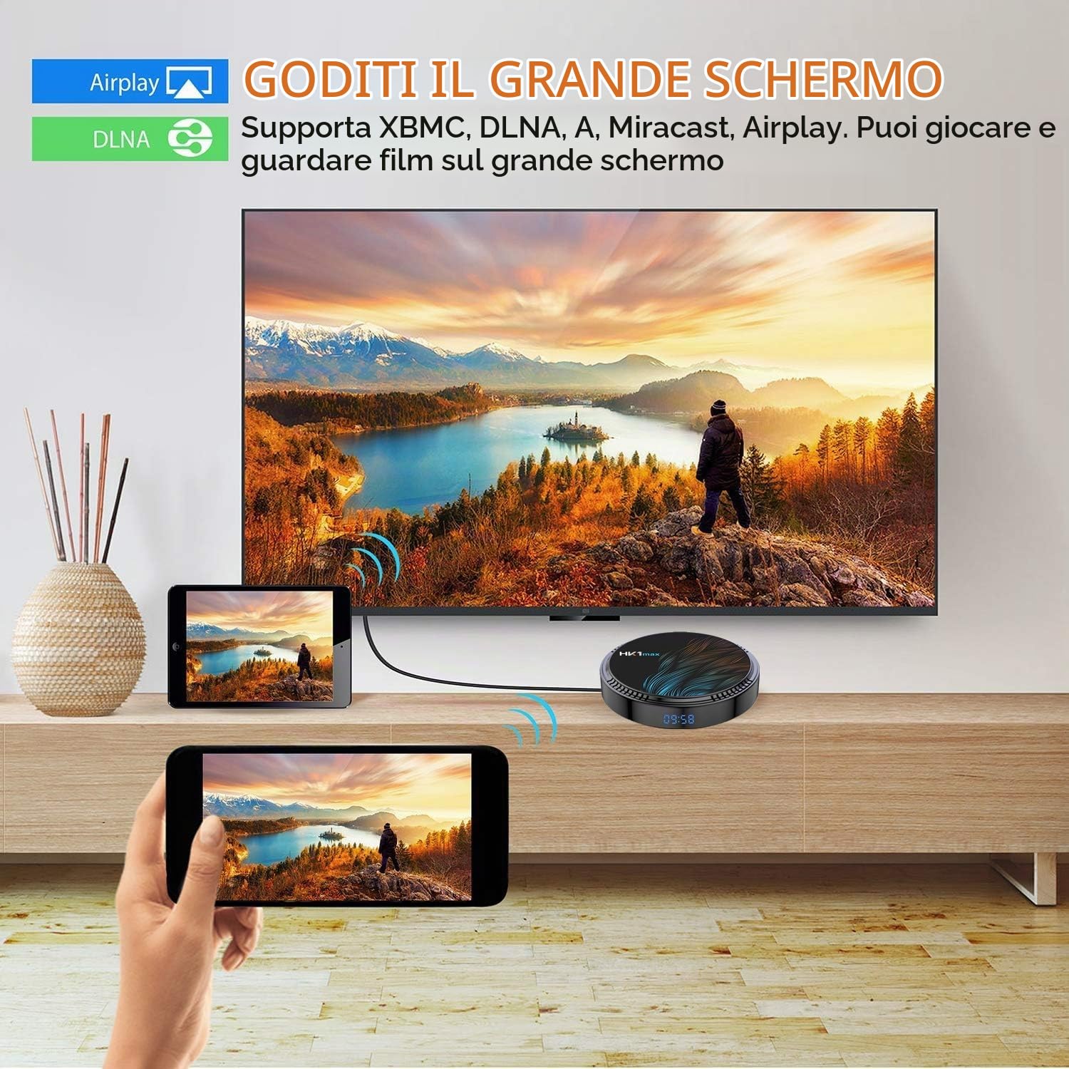 HK1 Max TV Box Upgrade Android 12.0 TV Box, 2GB RAM 16GB ROM, 2.4G/5G Dual Wi-Fi, BT4.0, 4K H.265 Decoding HDR Set Top Box
