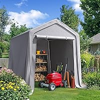 Vista 1 de Quictent Refugio de cochera resistente de 6 x 8 pies con ventanas de malla enrollables y marco reforzado, toldo de garaje portátil