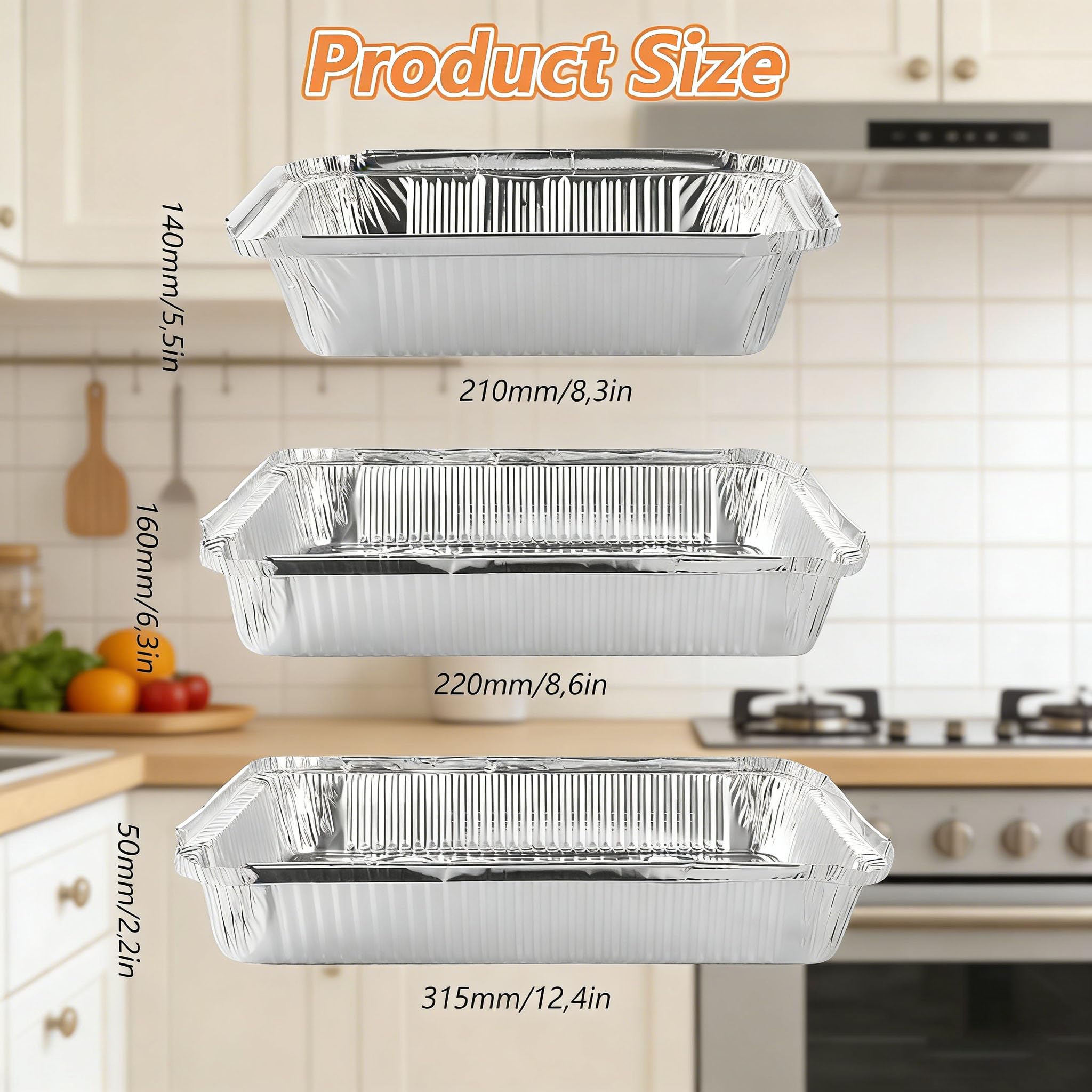 60 bandejas de aluminio para barbacoa, bandejas de aluminio, 2250 ml/1100 ml/800 ml, moldes de aluminio cuadrados, bandejas de aluminio reutilizables para cocinar, buffet y hornear