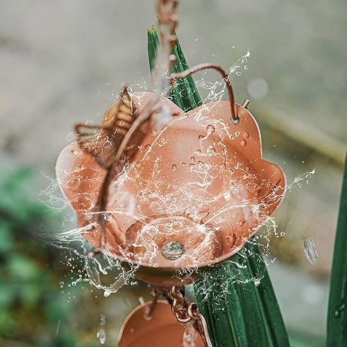 Miniatura 5 de DUSVALLY Cadenas de lluvia de 8.5 pies, campana decorativa de hierro con 12 tazas de colector de lluvia de pájaros, decoración de jardín, 8-12 de