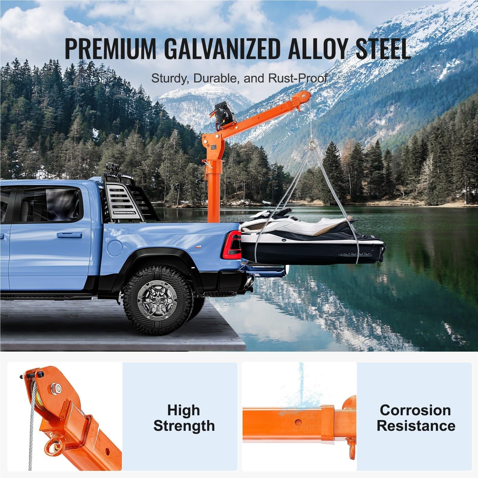 Paranco Elettrico Gru a Braccio Girevole Pieghevole del Letto della Gru 360° della Gru elettrica del Camion della Gru 2200lbs con l'argano Elettrico da 6000 libbre Verricello Elettrico