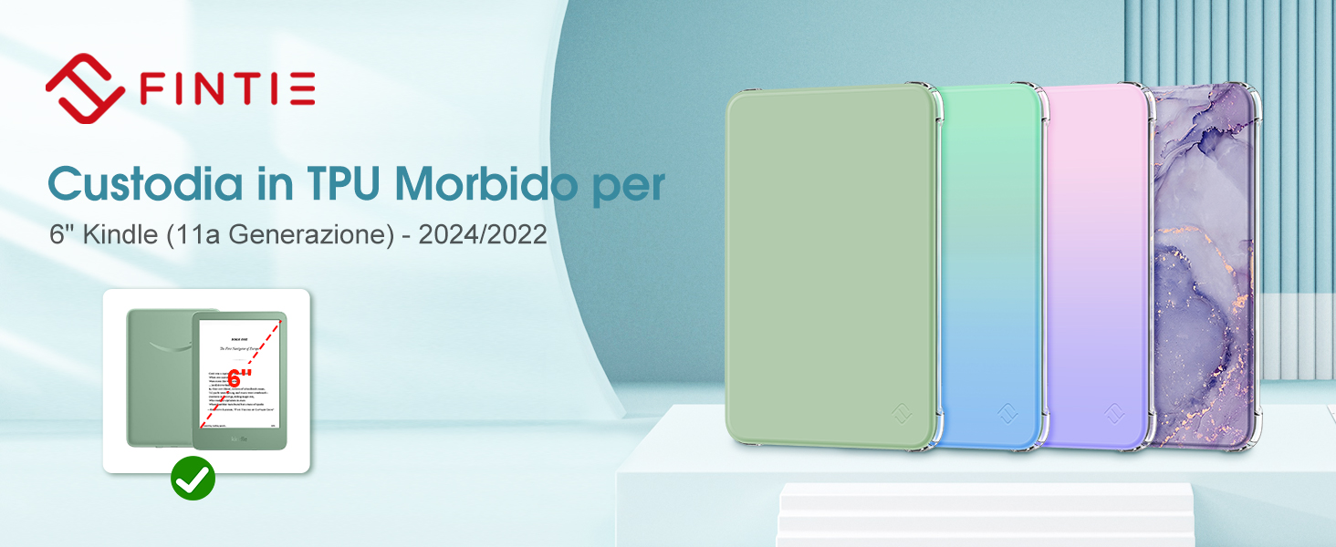 Custodia Kindle 6 Pollici Per 11ª Generazione 2024/2022 (RS23CV/C2V2L3) – Leggera, Anti-Graffio, Con Auto Wake/Sleep E 50 Adesivi In Omaggio