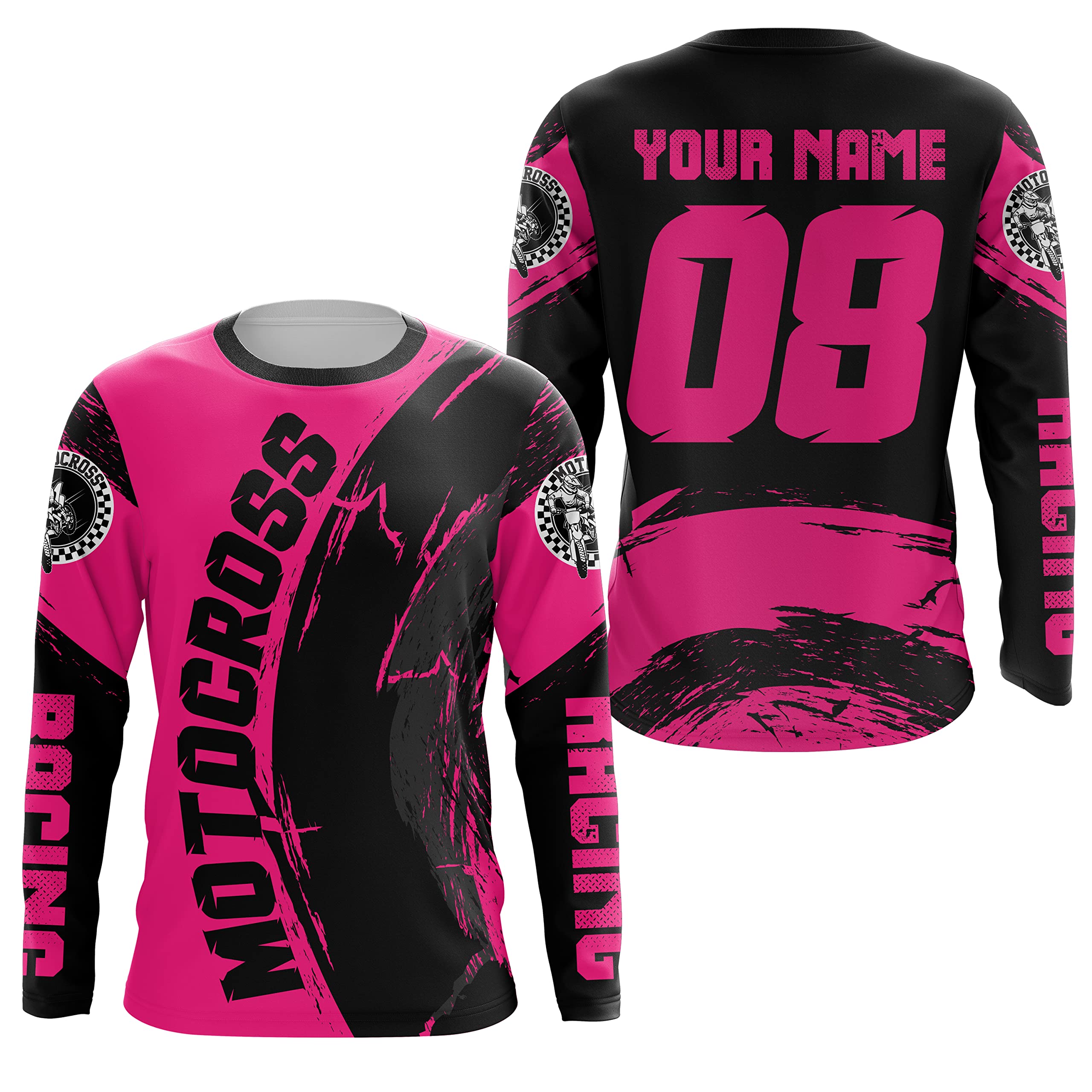 PIONAMZIOZ Custom Motocross Jersey Kid Men Women UPF30+ MX Racing Dirt Bike Shirt Off-Road Motorcycle PDT (Pink)
