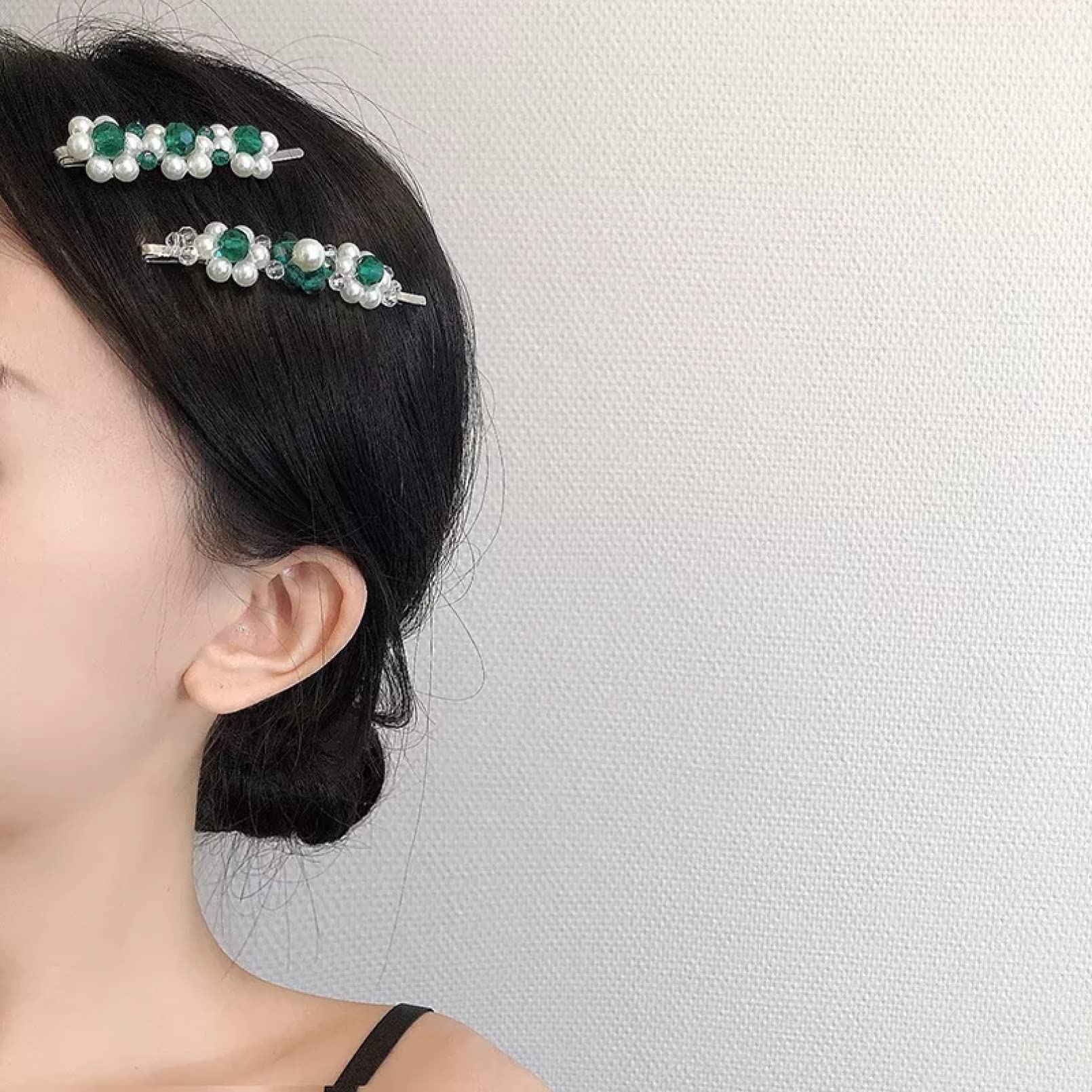 Juego de 7 Piezas de Horquillas para el Cabello para Mujer, Horquillas con Flores con Cuentas, Perla Transparente Hai para niñas