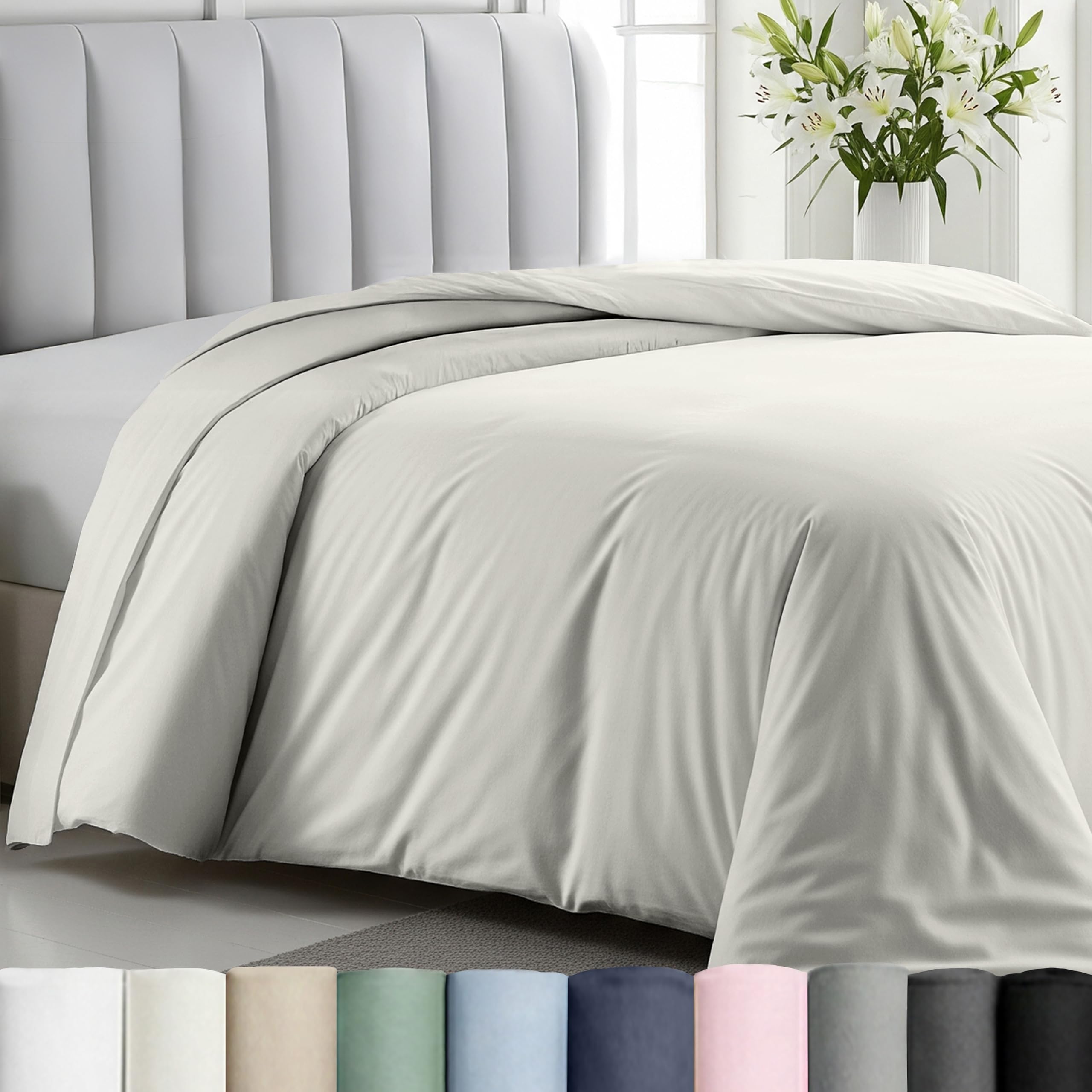 King Size Duvet Cover Only - Winner Good Housekeeping Best Bedding Awards 2025, 400 Thread Count Sateen 100% Cotton Duvet Covers King - Ivory (Pale Tone)