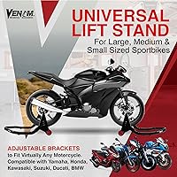 Vista 6 de Venom Combo de soporte de elevación delantero y trasero, soporte de elevación universal de basculante para bicicleta deportiva, soporte de horquilla