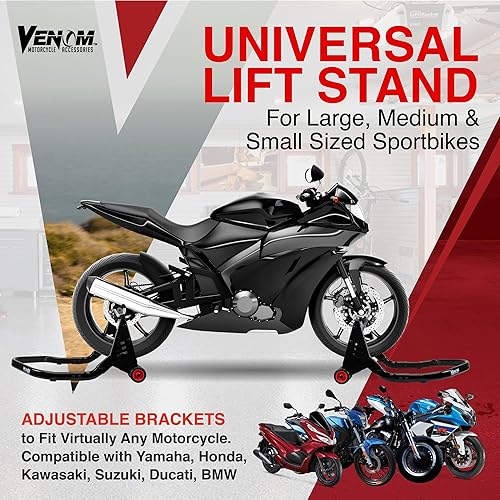 Miniatura 6 de Venom Combo de soporte de elevación delantero y trasero, soporte de elevación universal de basculante para bicicleta deportiva, soporte de horquilla