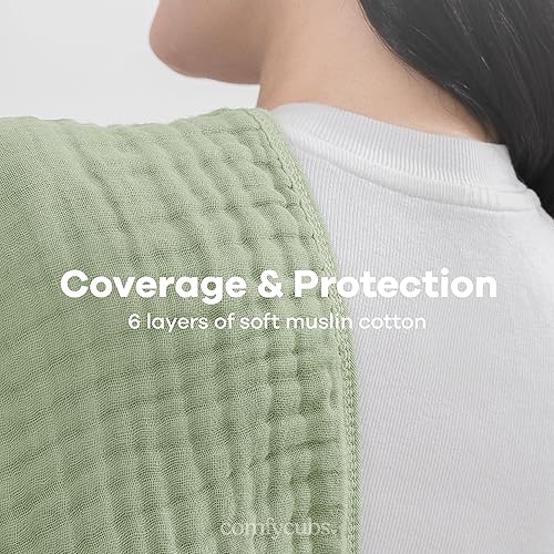 Miniatura 5 de Comfy Cubs Paños de muselina para eructos de 20 x 10 pulgadas, paquete de 6 unidades, grandes, 6 capas, ultra absorbentes, 100% algodón para babas y