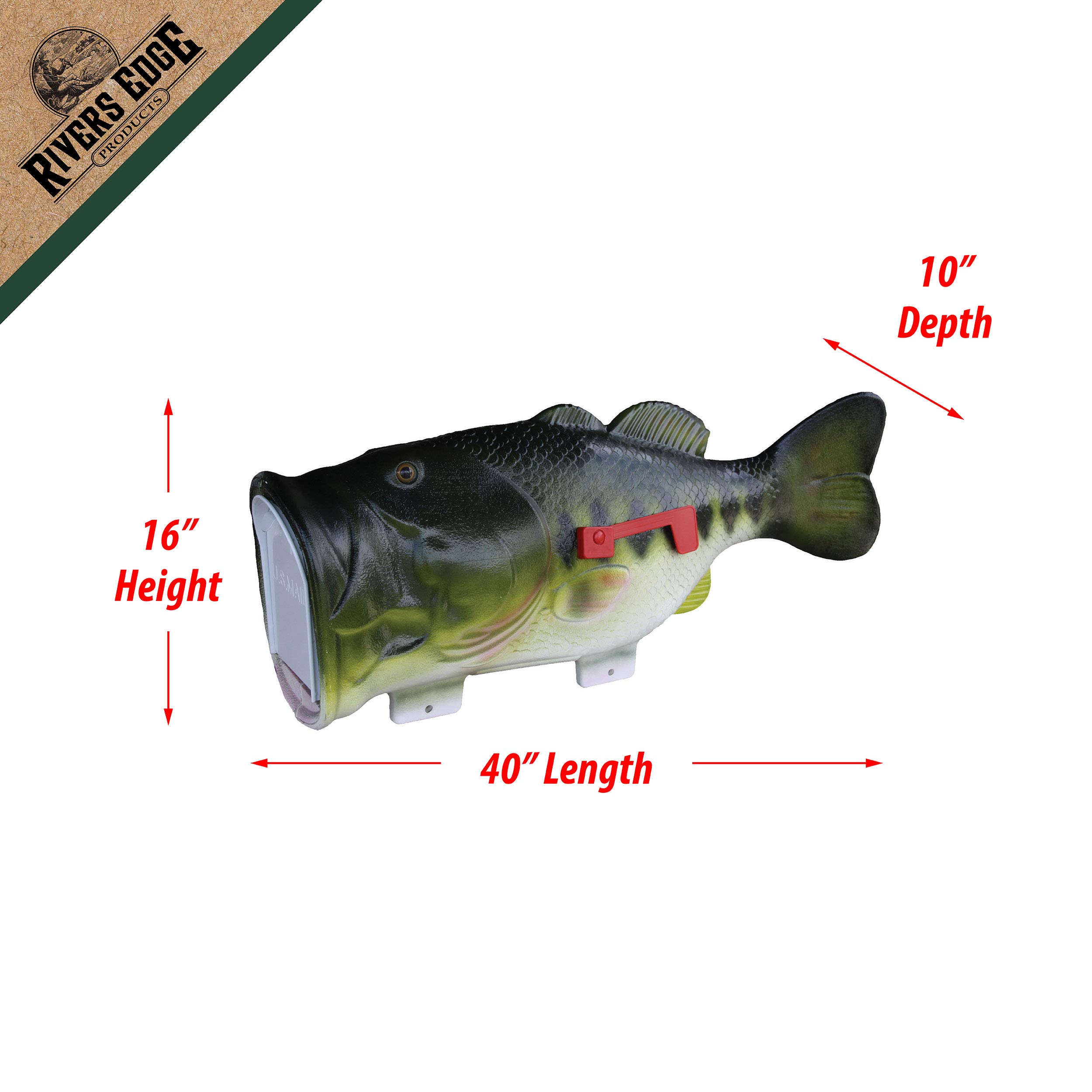 Rivers Edge Products Largemouth Bass Fish Mailbox for Outside of  Residential Home, Rural Mailbox Constructed of Metal with a Plastic  Overmold, UV Resistant, Includes Tamper Resistant Mounting Hardware -  Security Mailboxes -
